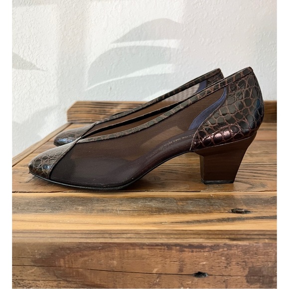 NWT Vintage - Oscar de la Renta - Brown Leather Heels 7.5B - Picture 5 of 13